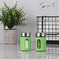 Vista 2 de Juego de 2 tarros de sal verde para especias retro