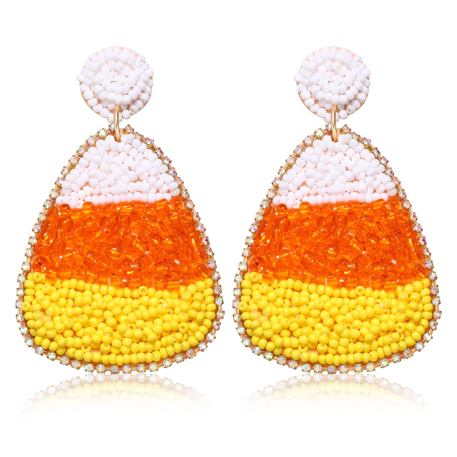 BSJELL Halloween Earrings Beaded Candy Corn Dangle Earrings Thanksgiving Halloween Costume Accessory Idea Gifts for Women (Candy Corn)