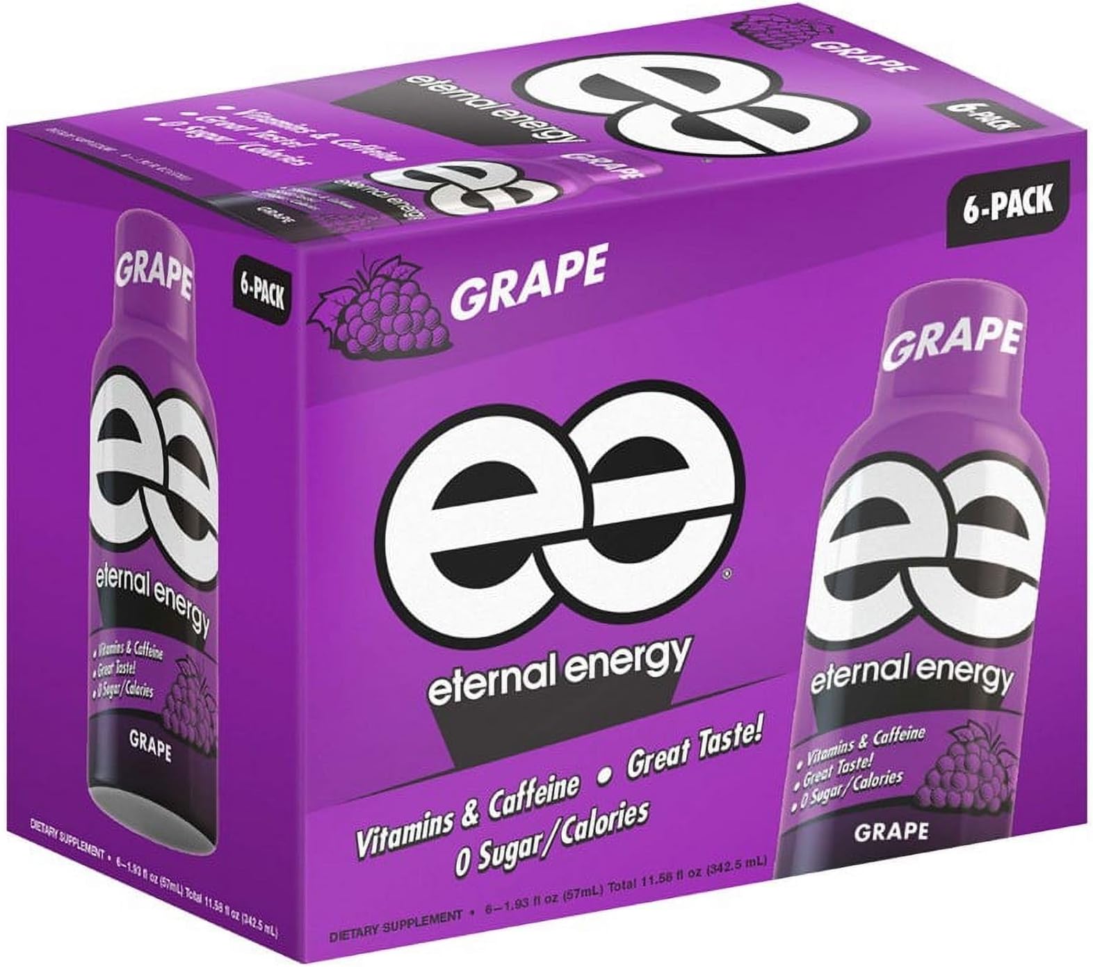 Eternal Energy Premium Energy Shot (Grape, 6 count, Pack of 6)