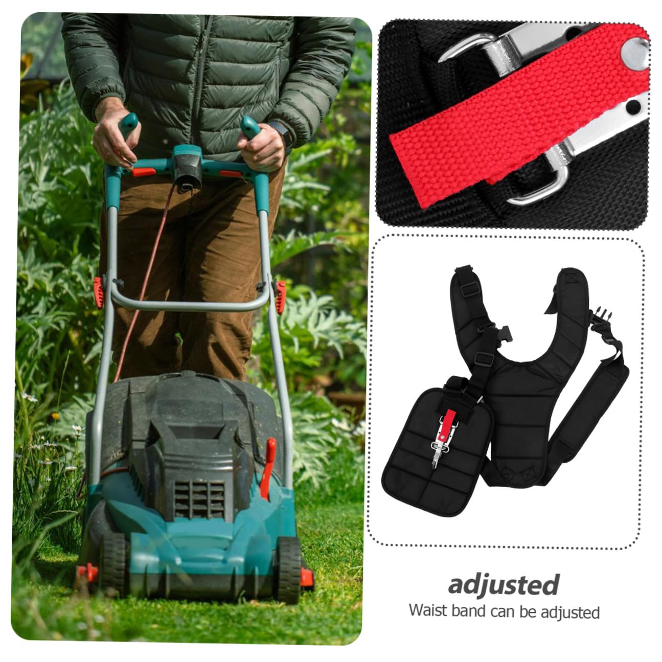 Toyvian Cintura Imbottita Doppia Spalla per Decespugliatore in Nylon Cintura Regolabile e Fibbia per Taglio Erba e Giardinaggio