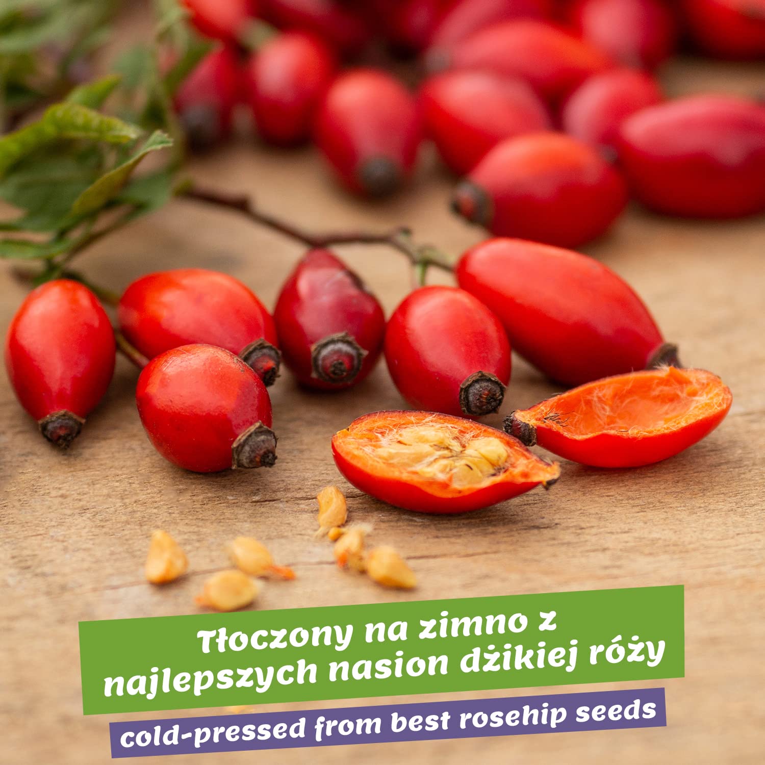 Olejek z Dzikiej Róży 120ml - 100% organiczny, tłoczony na zimno, wegański - do twarzy, ciała, włosów, skóry, rąk, skóry głowy - Rosehip Oil