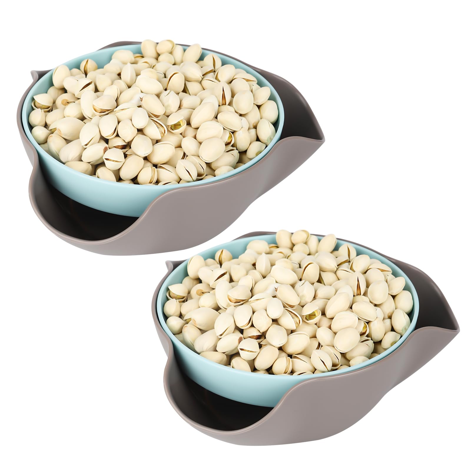 Bol à Noix Avec Compartiment Coquilles - Imprimé 3D, Double Bac, Pour Pistaches, Snacks - Rouge