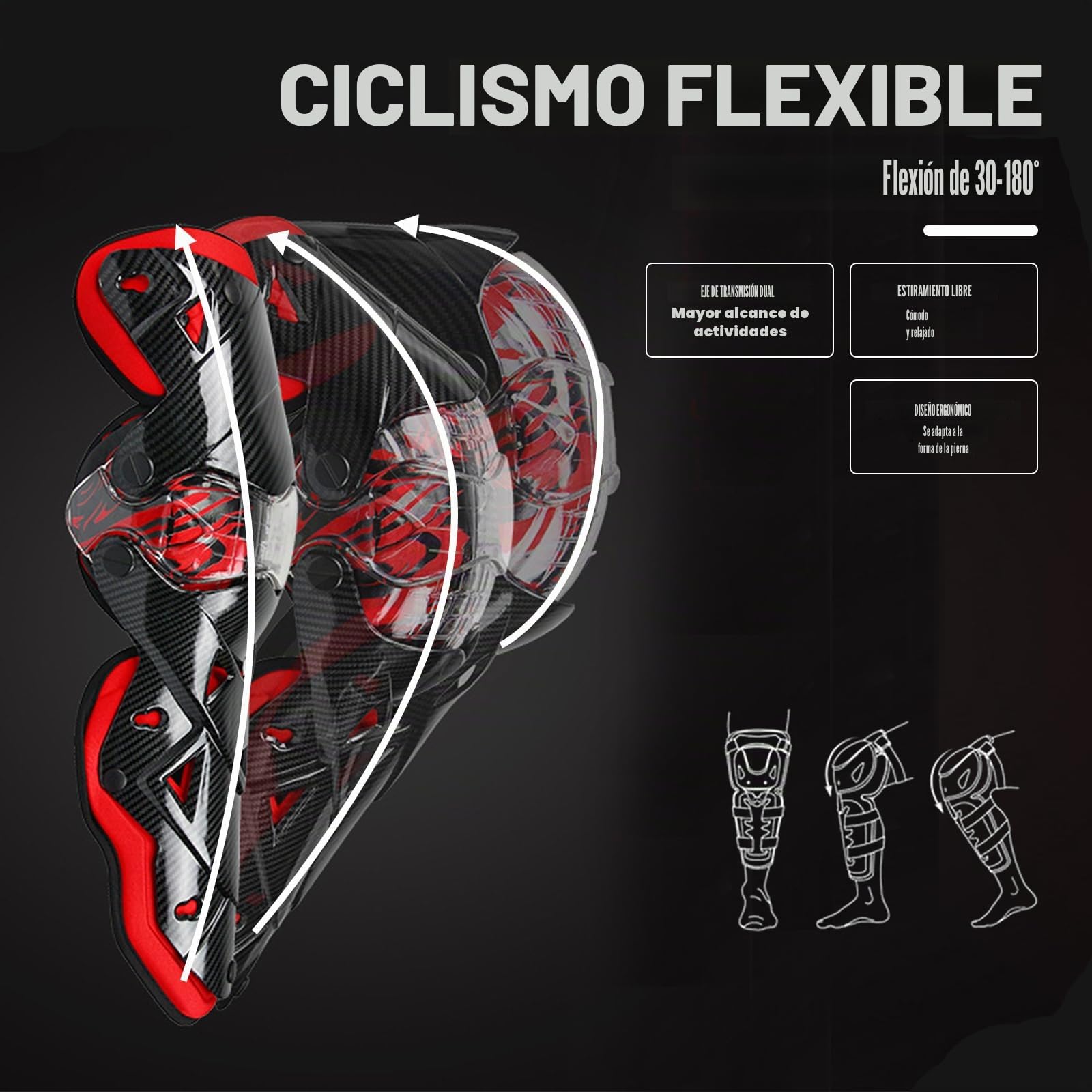 Rodilleras Moto,Rodilleras MTB con Revestimiento Interior Extraíble,Carcasa Protectora de Alta Resistencia,Rodilleras Enduro para Motocross,Bicicleta,Skate,Bicicleta de Montaña