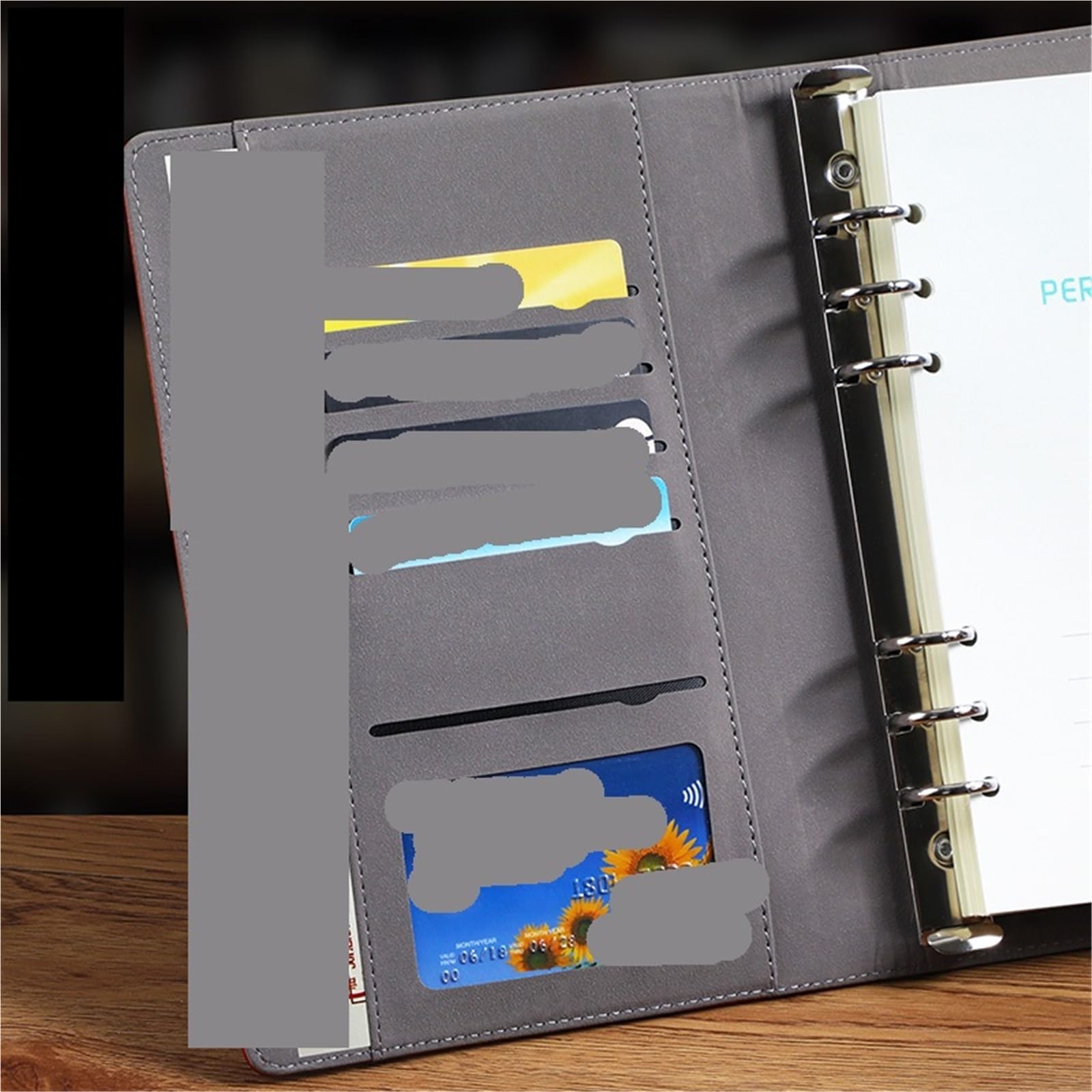 Carnet Mot De Passe Portefeuille de planificateur de carnet de Voyage d'affaires en Cuir A5 avec Verrouillage par Mot de Passe, classeur à Anneaux à 6 Trous à Feuilles Mobiles(A5 Red)