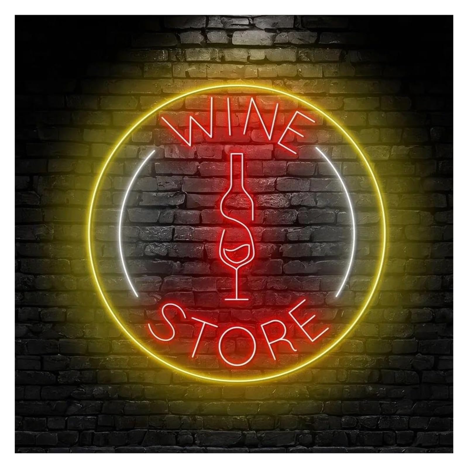 LEMST Sign Lamp Wine Store Neon Sign Drink Bar Wall Art Light Wine Liquor Store Home Bar Party Birthday Restaurant Wall Decor 38cmx38cm