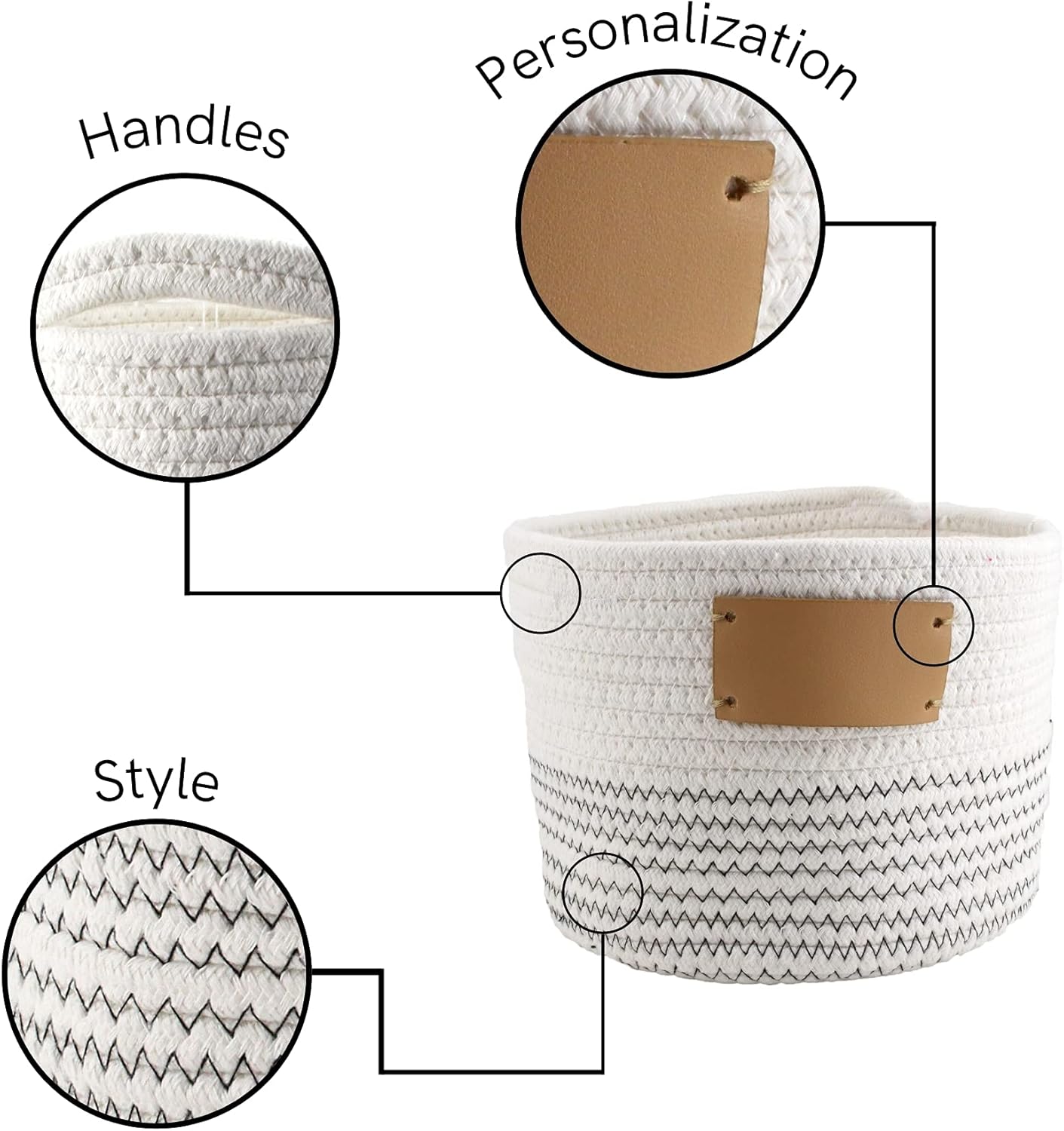 Midlee Rope Dog Toy Basket with Blank Label- Personalize It! (X-Large)