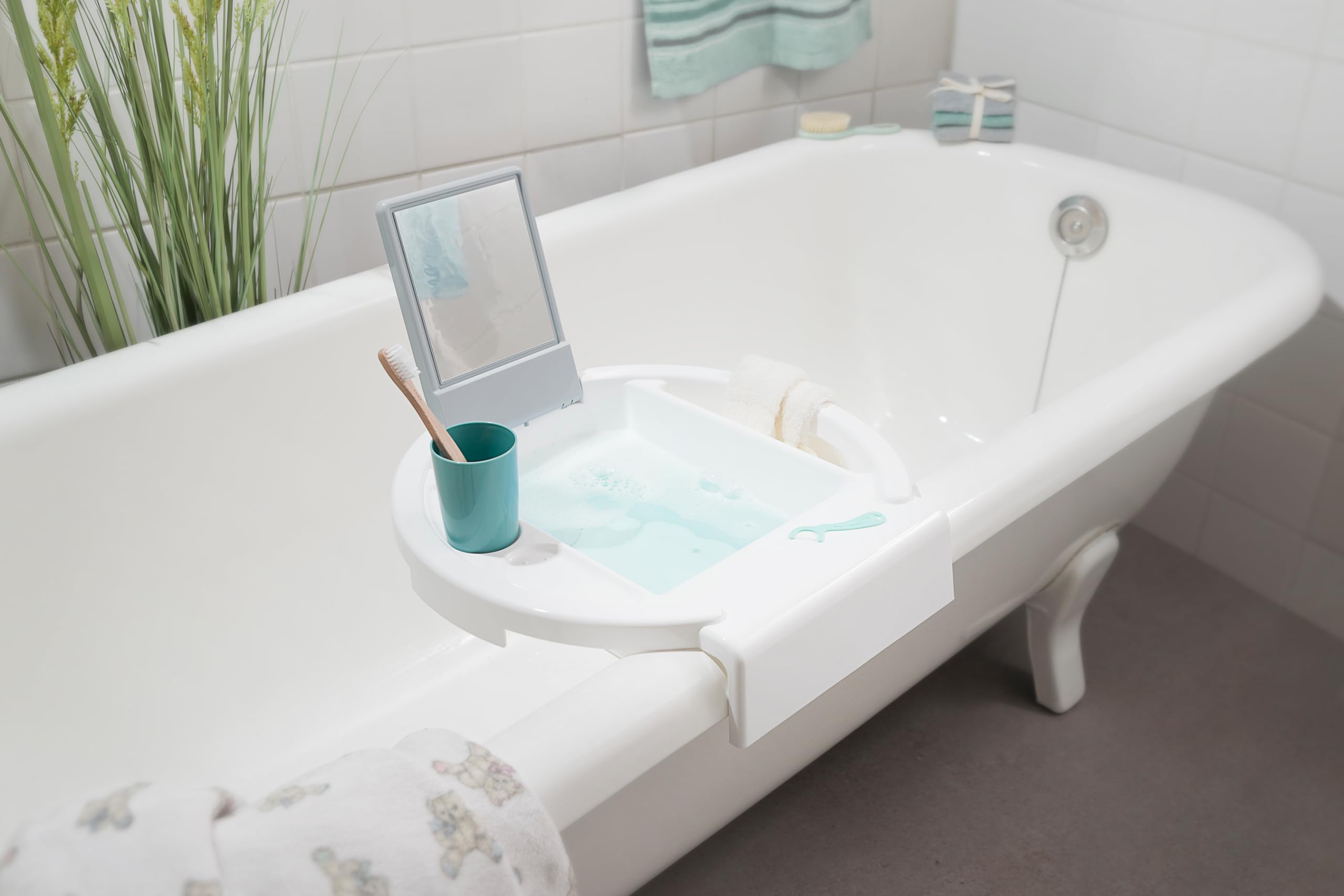 Rotho Babydesign Kiddy Wash Lavabo pour enfants, À fixer sur le bord de la baignoire, 38,7 x 38,2 x 10 cm, Blanc, 20034 0314 01