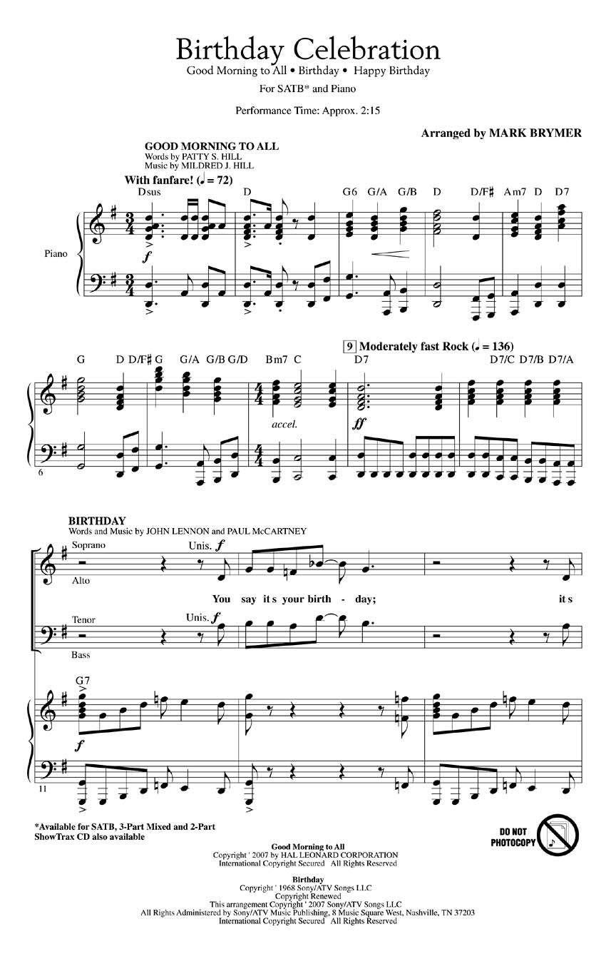 Birthday Celebration – Choral – CD