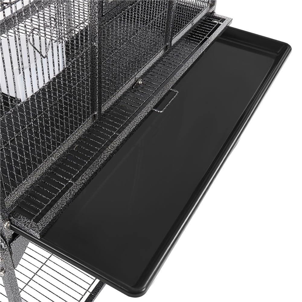 Yaheetech Vogelvoliere Vogelkäfig mit Tür Vogelhaus Vogelbauer mit 4 Rollen 47 x 81 x 160 cm