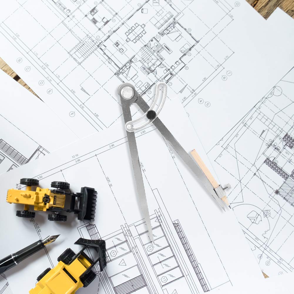 Geluode Grand compas professionnel 20,3 cm pour menuiserie géométrie dessin avec aile porte-crayon