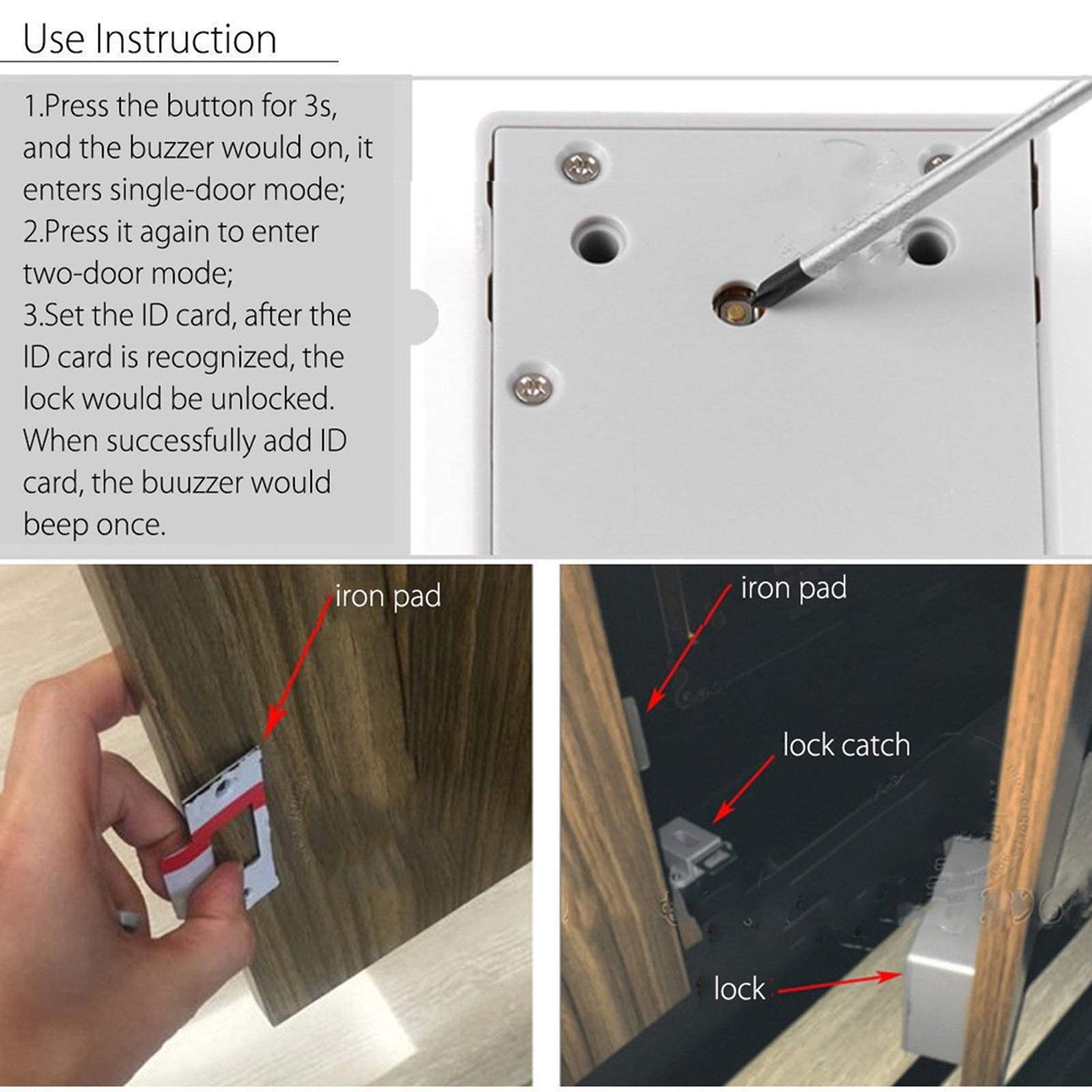 Serrure de porte à piles avec carte à puce IC, capteur pour placard et tiroir, SmartLock intelligent invisible et numérique DIY sans trou perforé