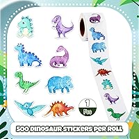 Vista 4 de 1 rollo de calcomanías de dinosaurio de animales, recompensa, suministros de oficina, incentivos, animales, calcomanías de fiesta de Navidad, 500