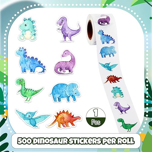 Miniatura 4 de 1 rollo de calcomanías de dinosaurio de animales, recompensa, suministros de oficina, incentivos, animales, calcomanías de fiesta de Navidad, 500
