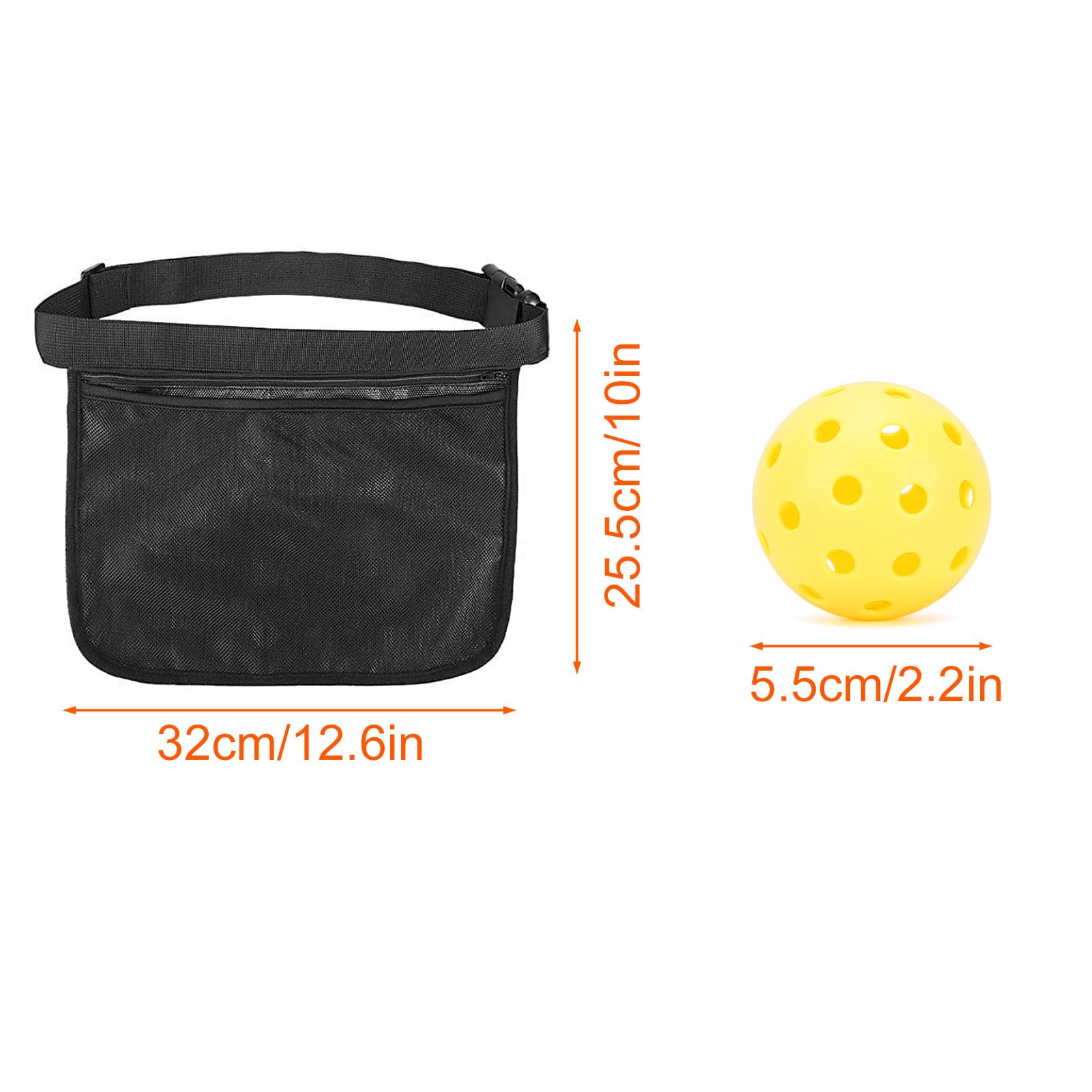 Set de 8 Bolas de Pickleball Exterior Interior 40 Agujeros Alto Rebote con Bolsa Malla