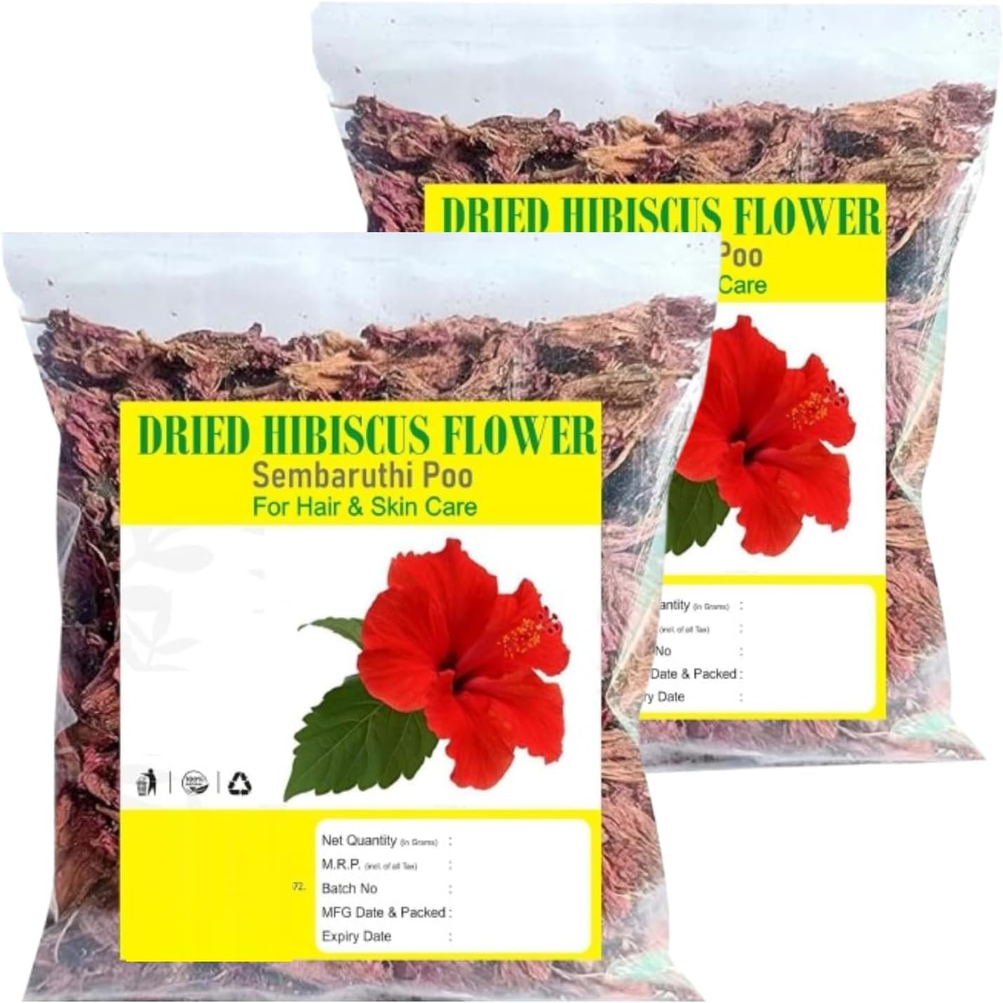 Dry Hibiscus Flower – 200g / 7.05Ounce - Gudhal Ka Phool - Sembaruthi Poo (2 × 100g) , 2Pack