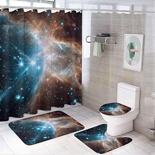 4Pcs Artistic Nebulae Shower Curtain Set with 12 Hooks