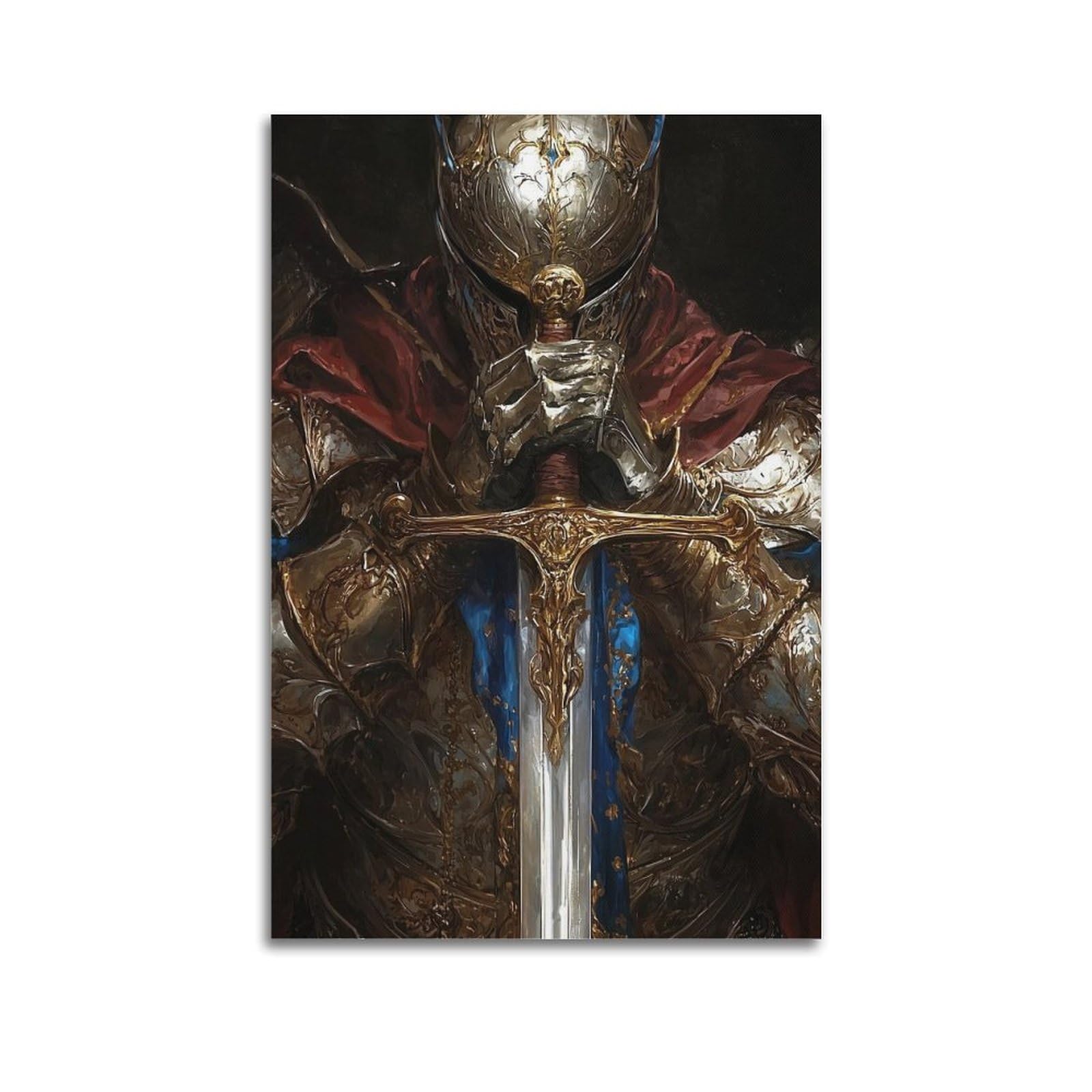 XKUGA Catholic Poster Sacred Zen Knight Saint Archangel Michael Modern Decorative Canvas Prints - Ideal Wall Art for Family, Man Cave, Game Room, Boys & Girls Bedroom 24x36inch(60x90cm)