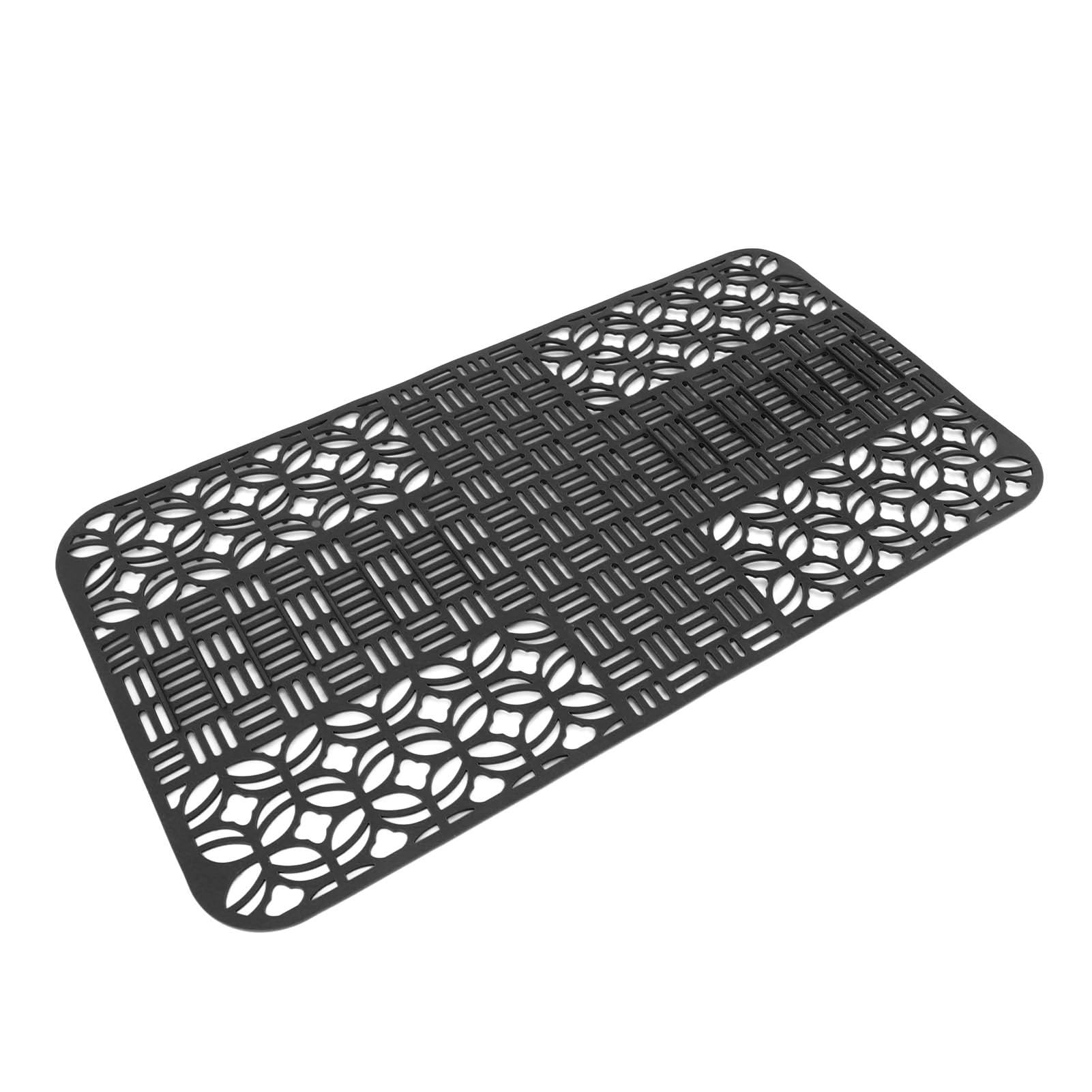 Tapis d'évier en silicone noir découpable et pliable passe au lave-vaisselle