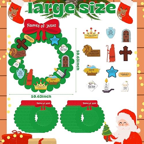 Miniatura 2 de Qilery Juego de 24 guirnaldas de Navidad de 10.63 pulgadas con nombres de Jesús, kit de manualidades de manualidades de Navidad religiosas para