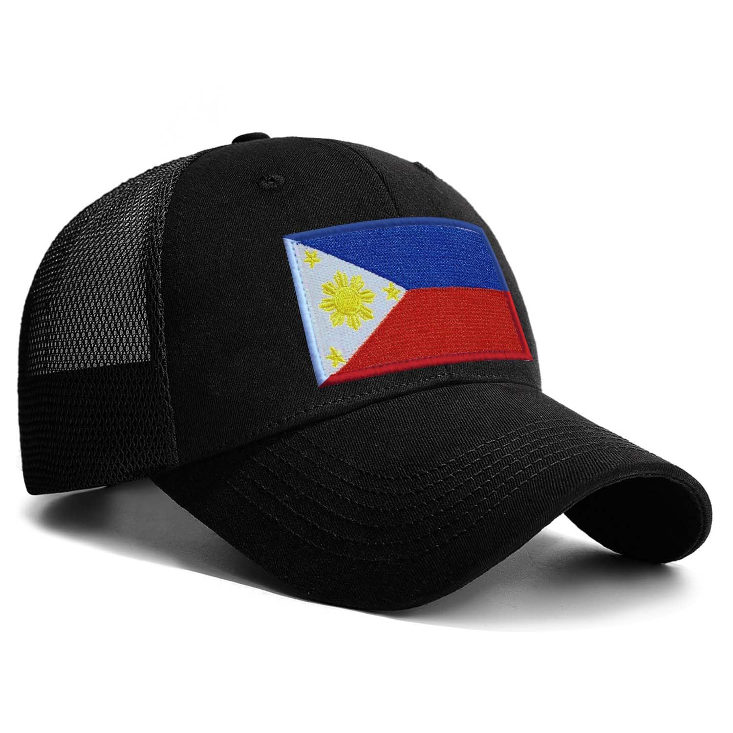 Philippines Baseball Hat with Mesh,Cap with Embroidered Filipino Patch,Adjustable Golf Hat for Men Women