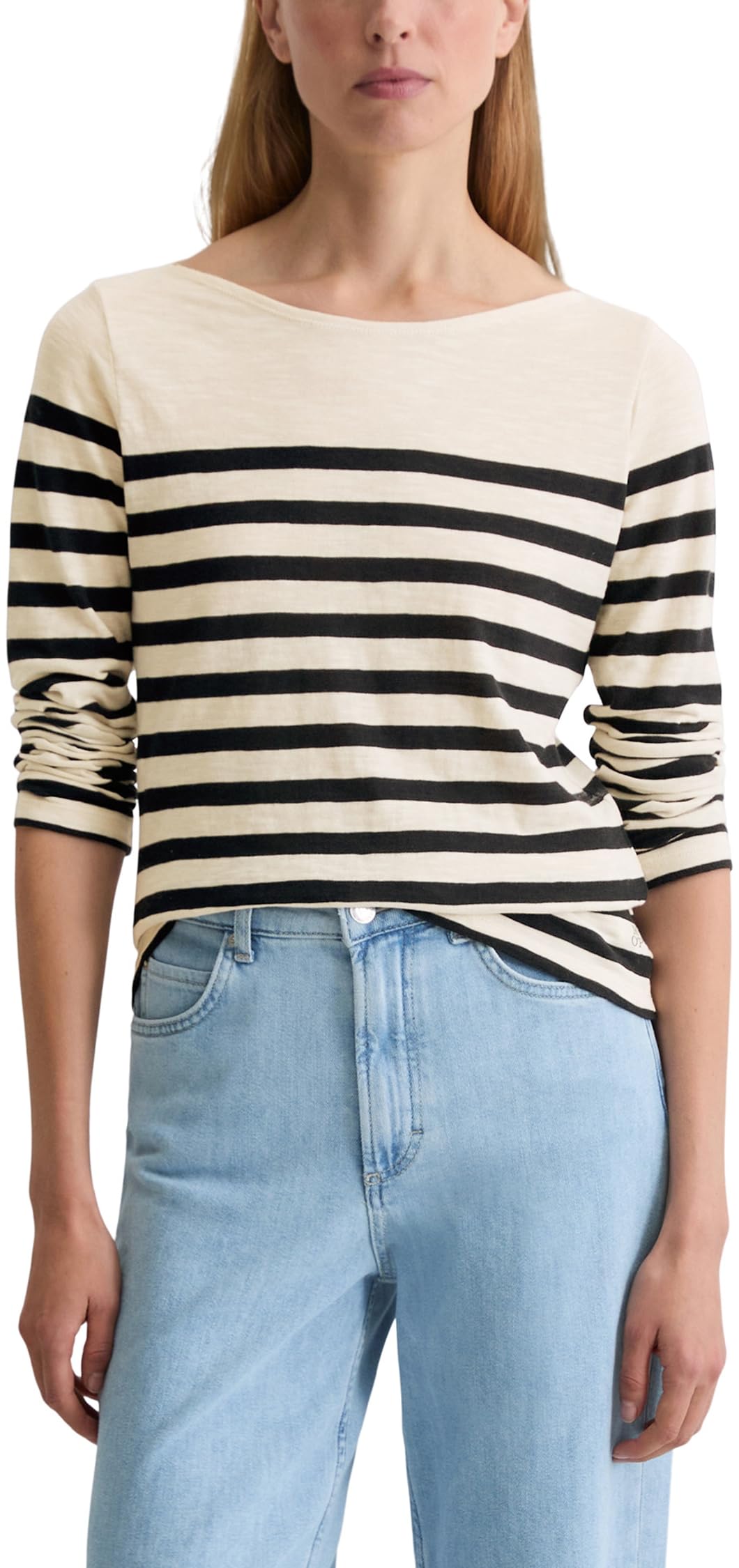 Marc OߴPolo Damen Langarmshirt mit U-Boot-Ausschnitt gestreift