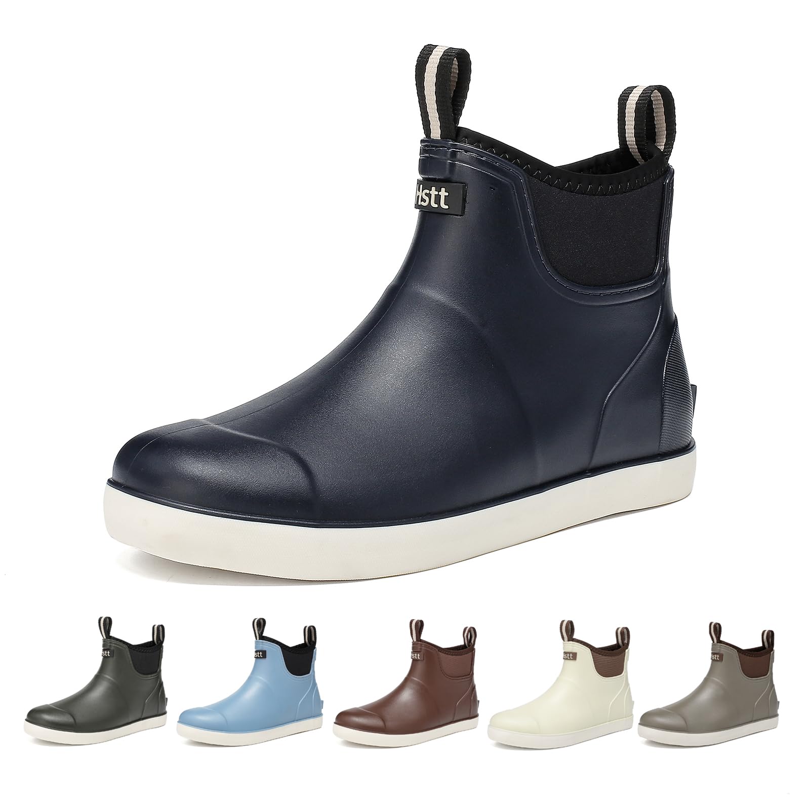 HSBDNZQ Men's Deck Boots, Waterproof Anti-Slip Rain Boots for Fishing