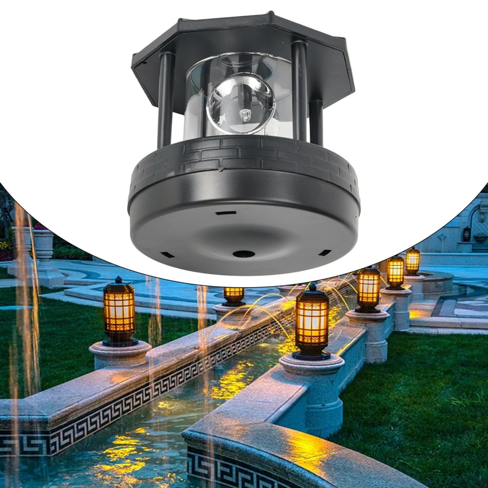 Gbtdoface Solar Lighthouse, Lighthouse Ornaments Garden Led Lights Solar Powered Replacement Solar Light Top Dusk To Dawn Garden Light, Waterproof for STREET Lamp For Garden Lawn Patio Yard(black)