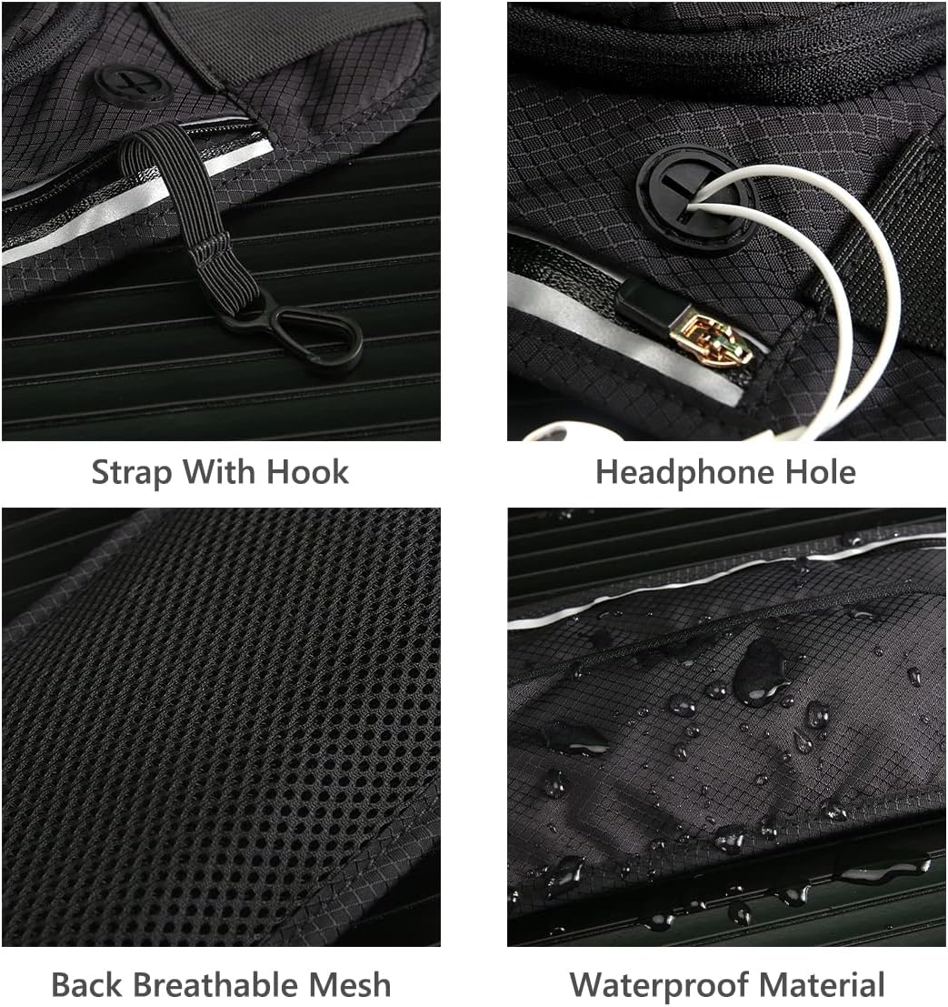 Muka Custom Printed Waist Pack, Reflective Stripe Unisex Fanny Pack for Travel, Running, Cycling-Grey