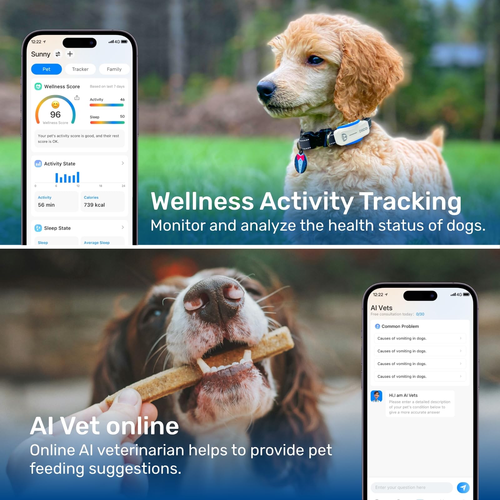 AI GPS Tracker for Dogs (30lbs+), Real Time Location and AI Vet Health Management, Electronic Fence, Waterproof, iOS and Android Universal（White） - image 5