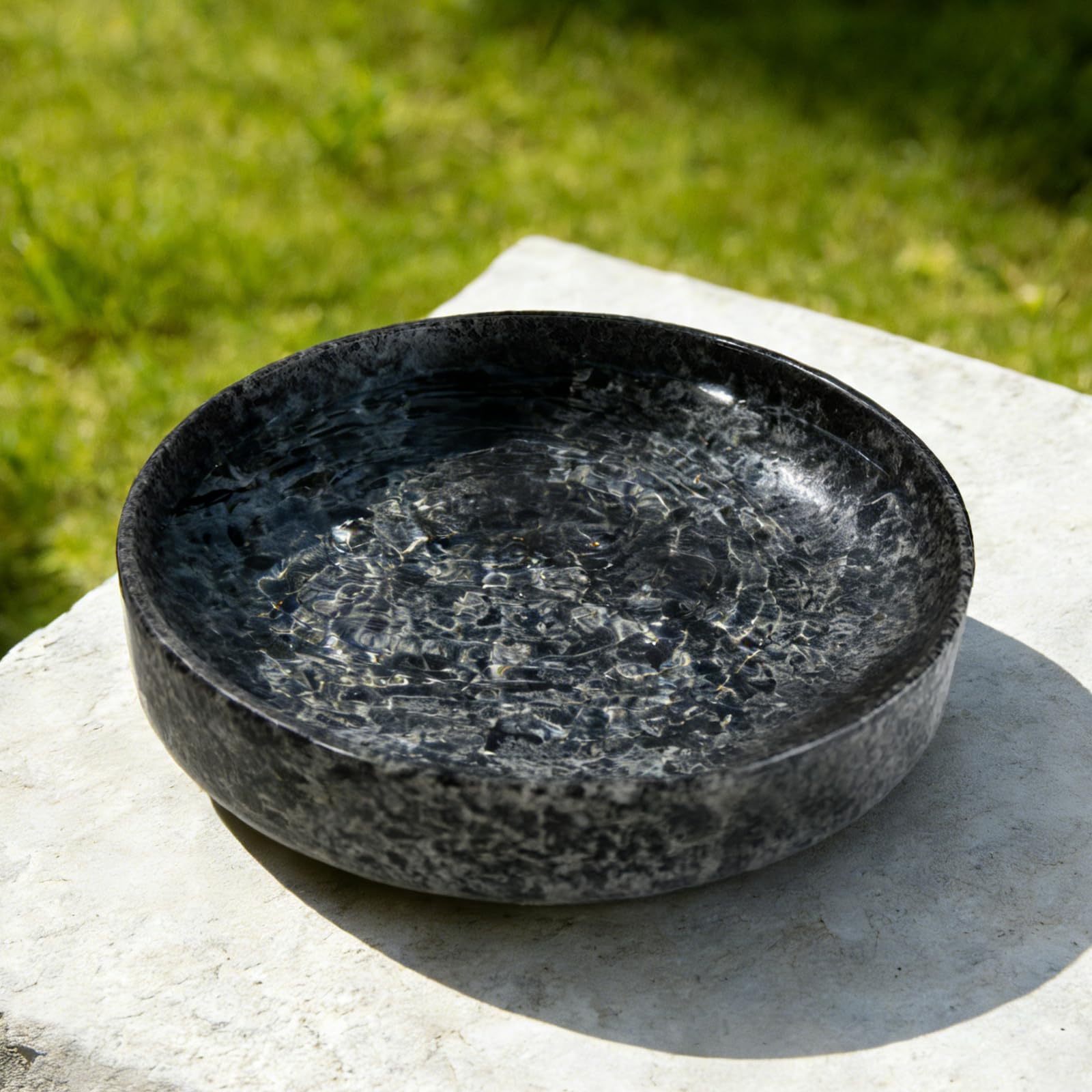 Vogeltränke aus Stein, 25,4 cm, schwere Vogeltränke, nur für den Außenbereich, Tischplatte, Bodenterrasse, Gartendekoration, witterungsbeständig, leicht zu reinigen