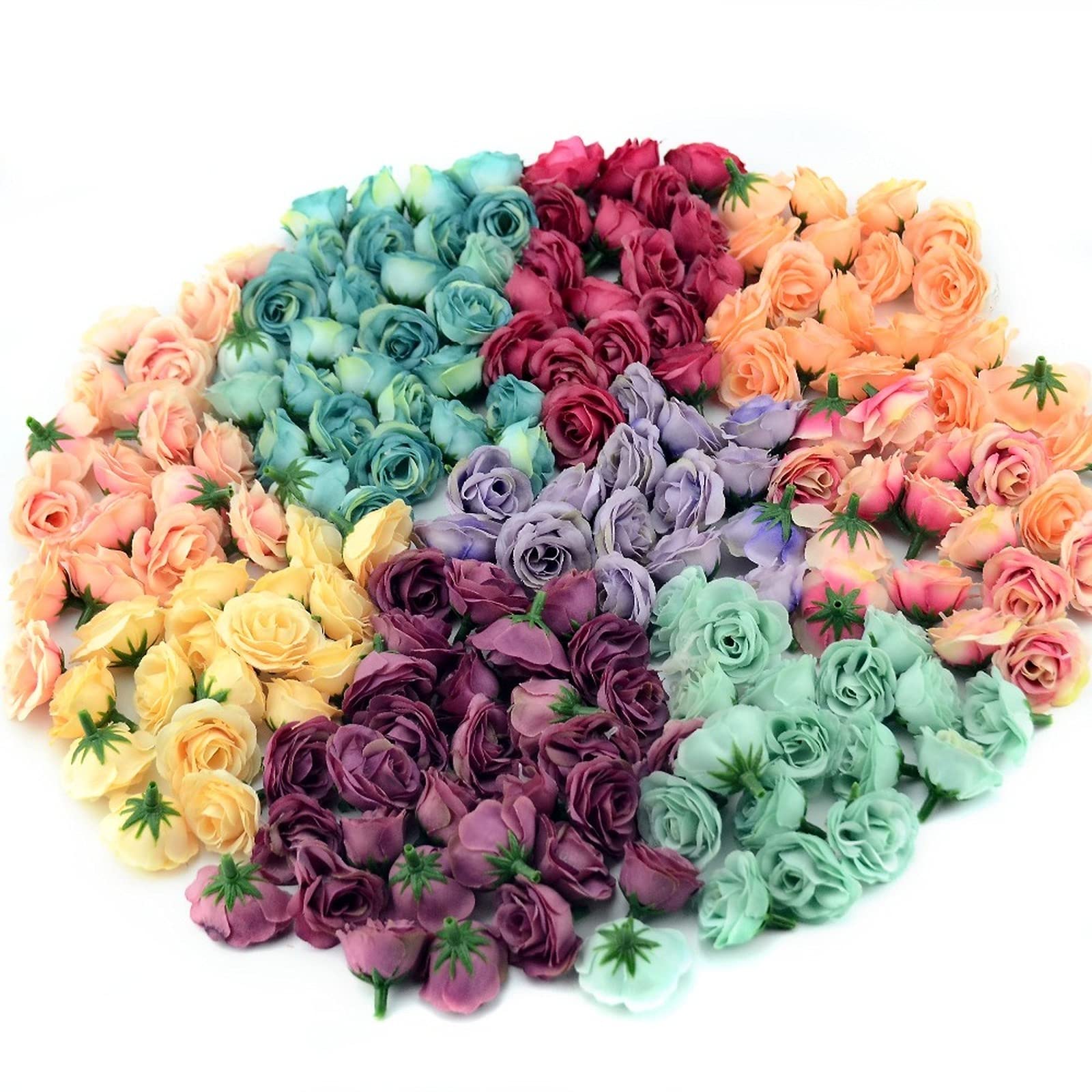 SBJKLYRN Simulated flowers, 180 Pcs 2. 5cm Mini Silk Artificial Rose Flower Heads Wedding Party...