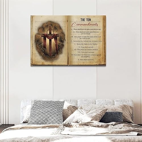 Miniatura 29 de Arte de Pared Cruz de los Diez Mandamientos Arte de Pared de los 10 Mandamientos Versículo Bíblico Religión Cristiana Escritura Imágenes Decoración