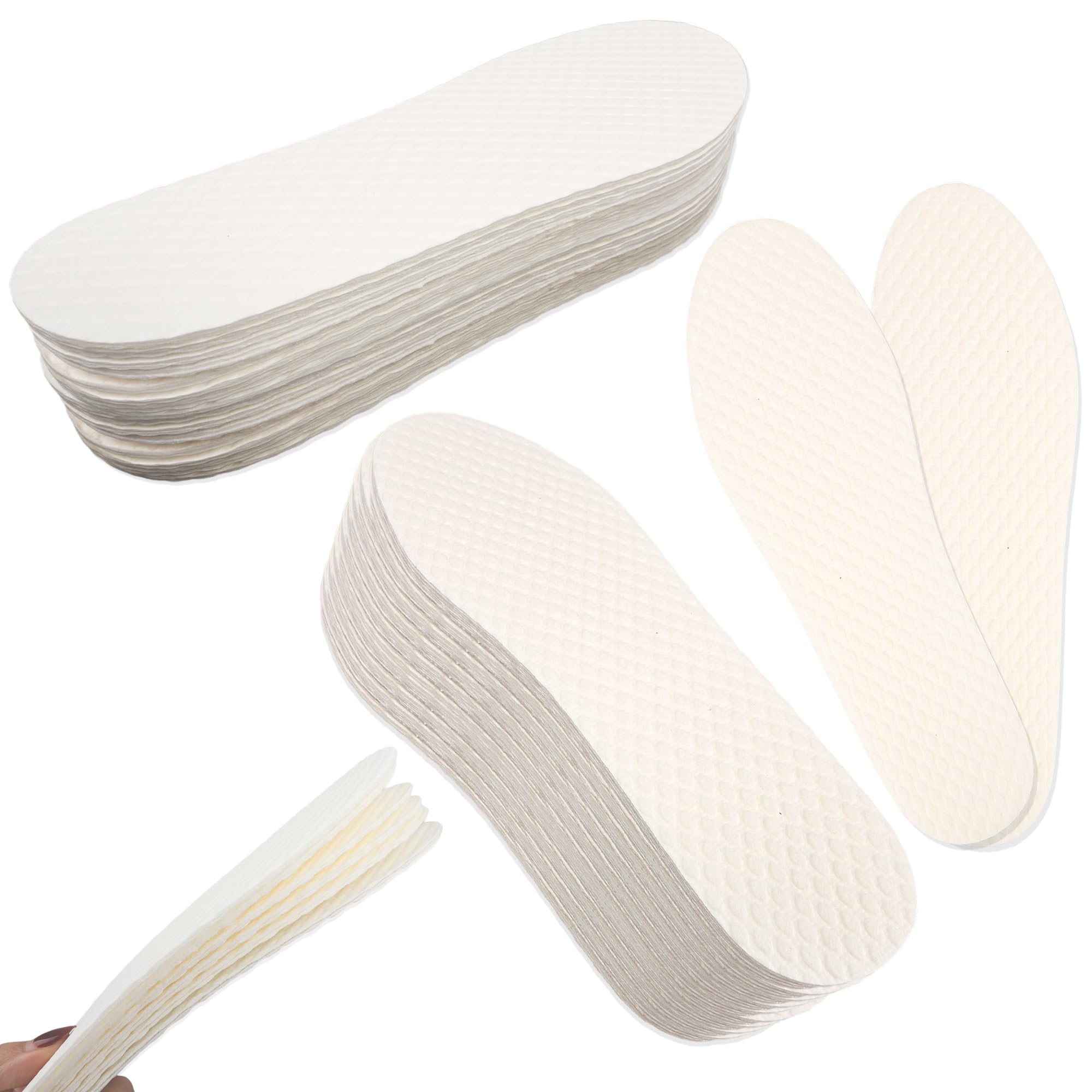70 Pairs Disposable Shoe Liners Replaceable Shoe Inserts Breathable Thin Insoles Sweat Absorbing Shoe Inserts Barefoot Wood Pulp Shoe Liner for Women