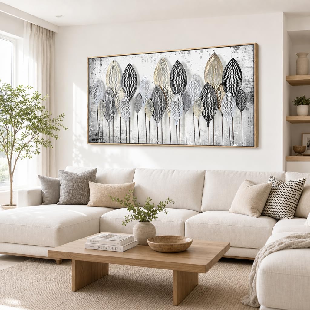Amazon.com: Gold Leaf Canvas Wall Art 20x40 Inch - Black White