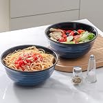 Hasense Grand bol de service, 65 Ounces Céramique Salade Soupe en Pâtes Bols,8.5 Bols de pouce pour la cuisine Ramen Pho Fruit Céréale popcorn, Micro-ondes Lave-vaisselle coffre-fort, Ensemble de 2, bleu