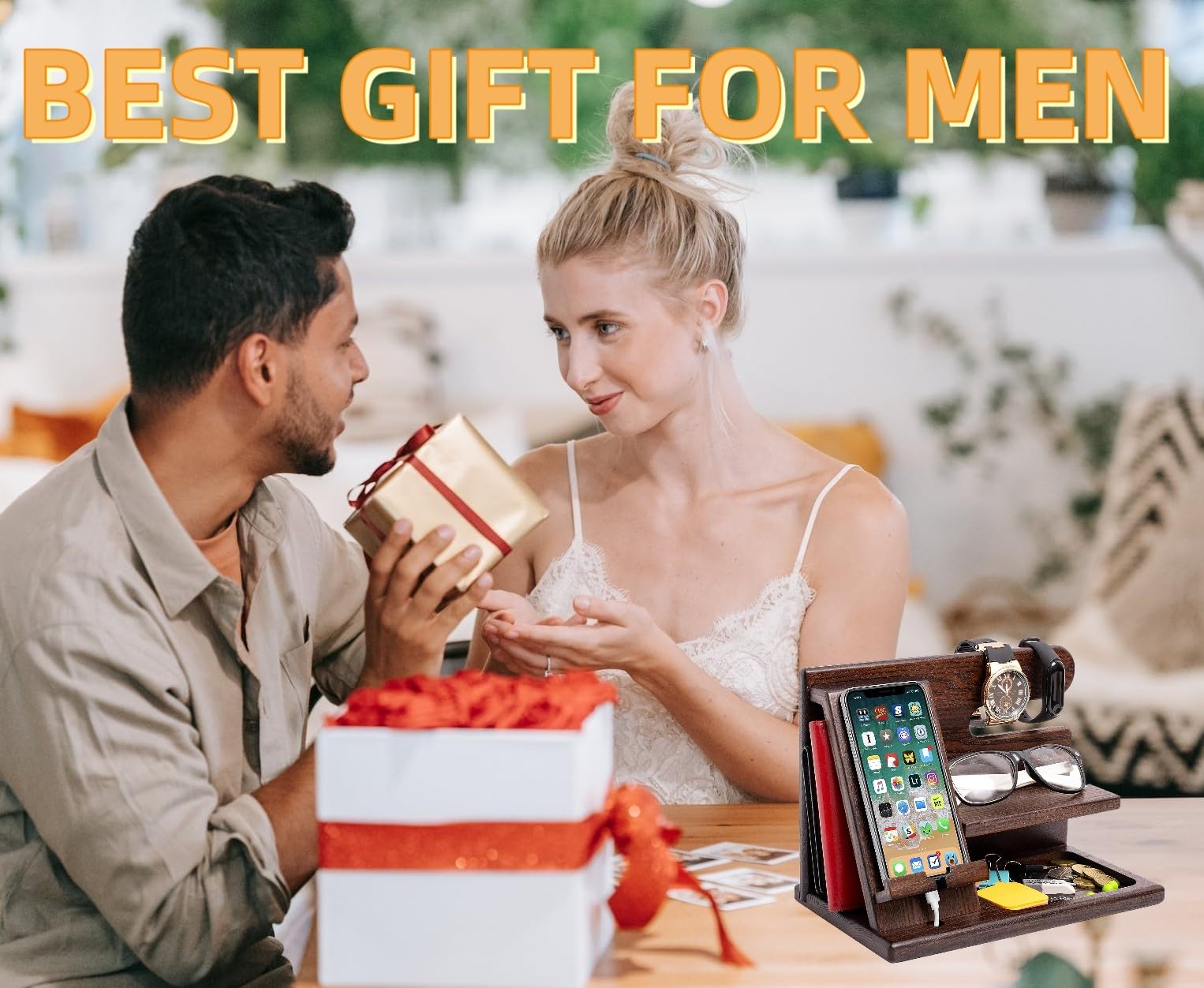 Regalos para papá, regalos para hombres, accesorios de dormitorio para hombres, organizador de mesita de noche, regalos de cumpleaños para hombre, regalos para abuelo, estación de
