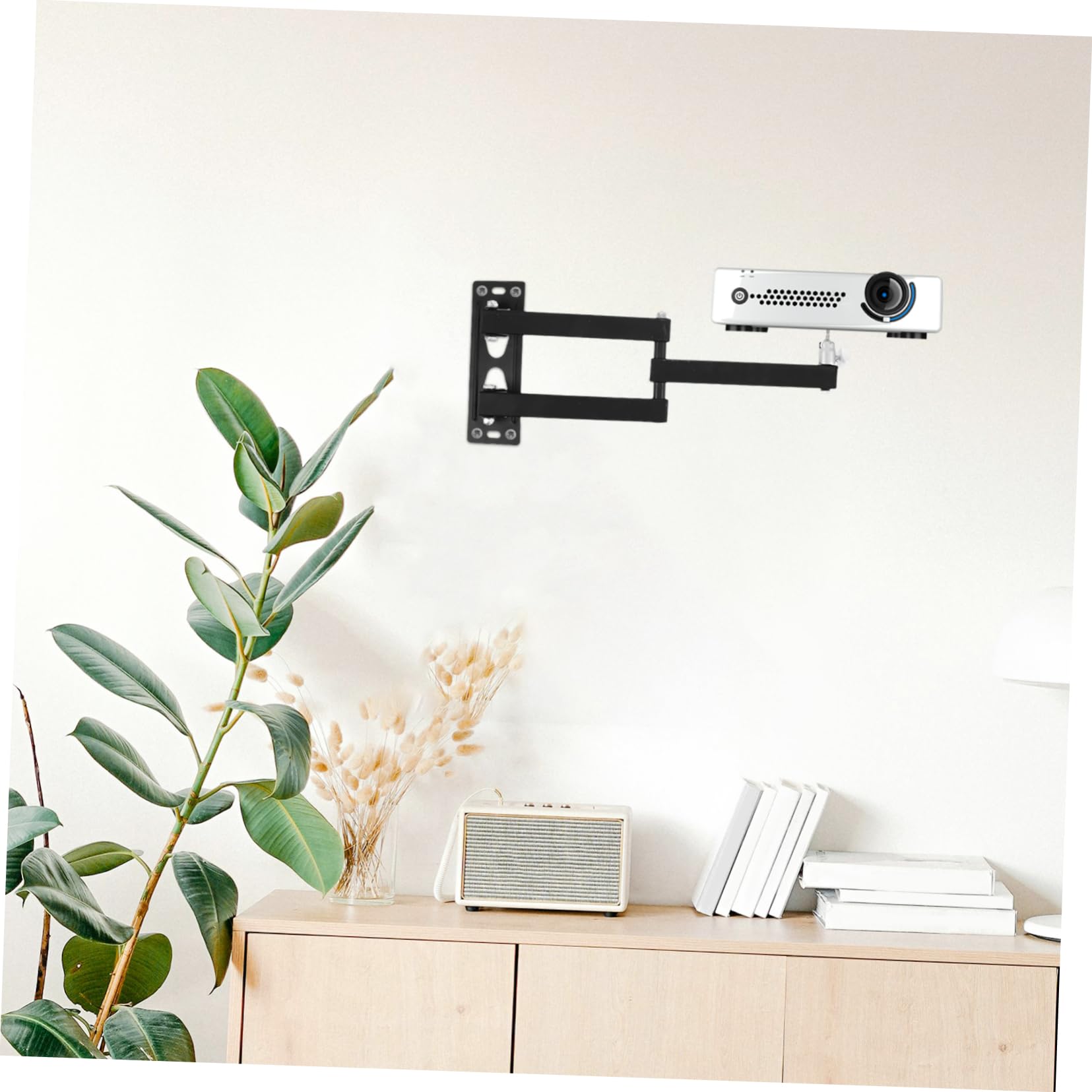 DOITOOL Soporte para Proyector de Pared Negro en Aleación de Aluminio Fuerte Estabilidad y Diseño Compacto Adecuado para Uso en Dormitorio o Junto Cama