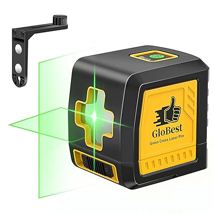 Globest 2 Lines Laser Level - Self Leveling Laser Level Tool , 100Ft Cross Line Laser Level for Construction, Floor Tile, Home Renovation, Green Bright Laser Lines with 360 degree Magnetic Pivoting Base