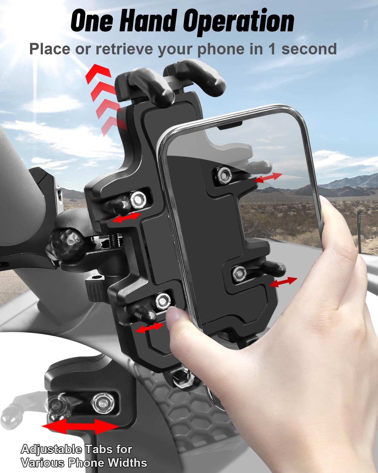 Soporte para teléfono UTV – Soporte de teléfono resistente ajustable de 360°, 8 garras para tubo redondo de 1.75 a 2 pulgadas, compatible con RZR Maverick X3 Ranger Pioneer Talon Teryx