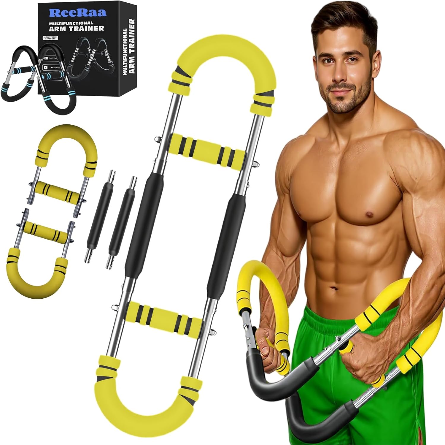 Twister Arm Trainer,Arm Trainer for Men, Adjustable Chest Workout Equipment,Chest Trainer, Shoulder Muscle Training,Wrist & Forearm Strengtheners, Portable Home Fitness Equipment Yellow