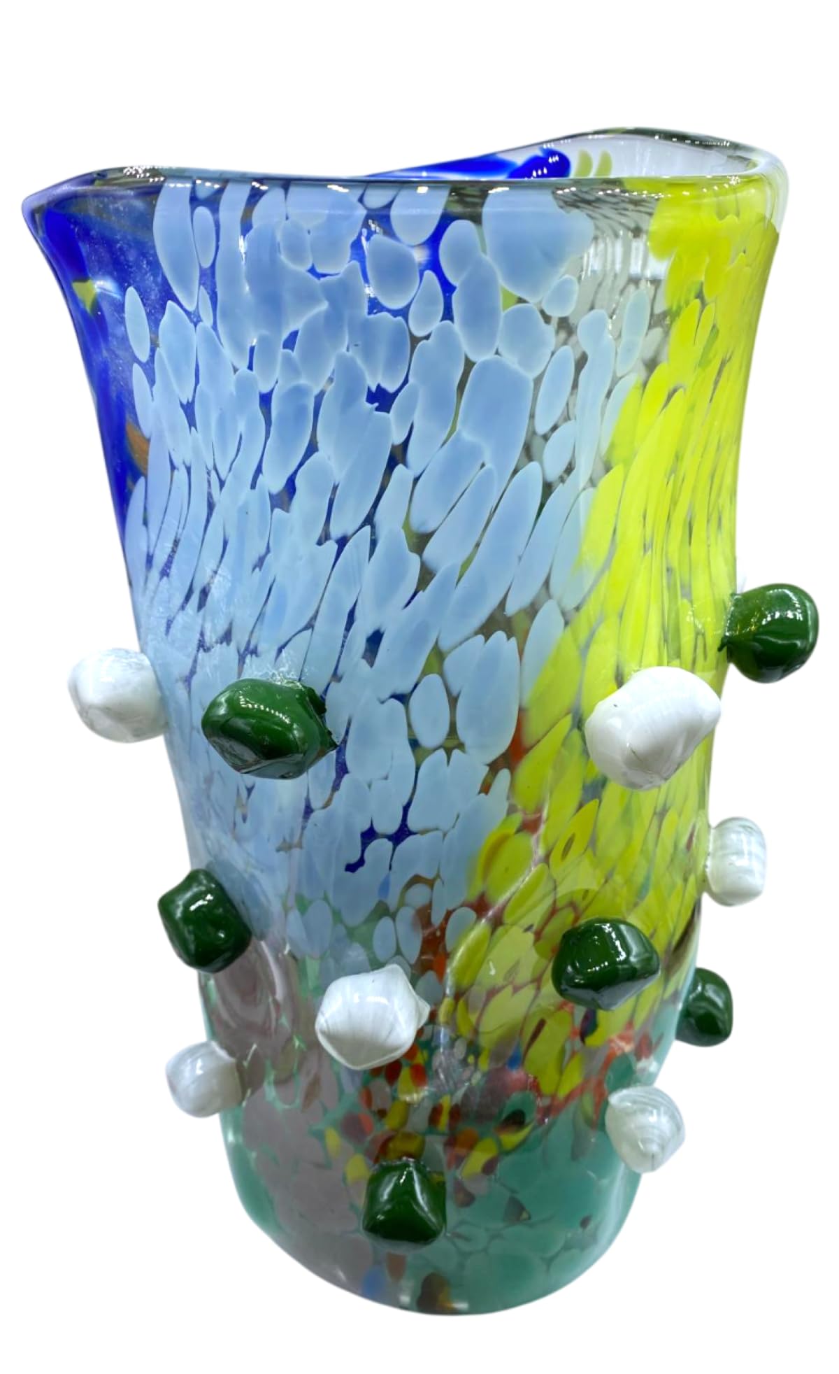 Vase en verre de Murano multicolore, objet art moderne vénitien 31 cm