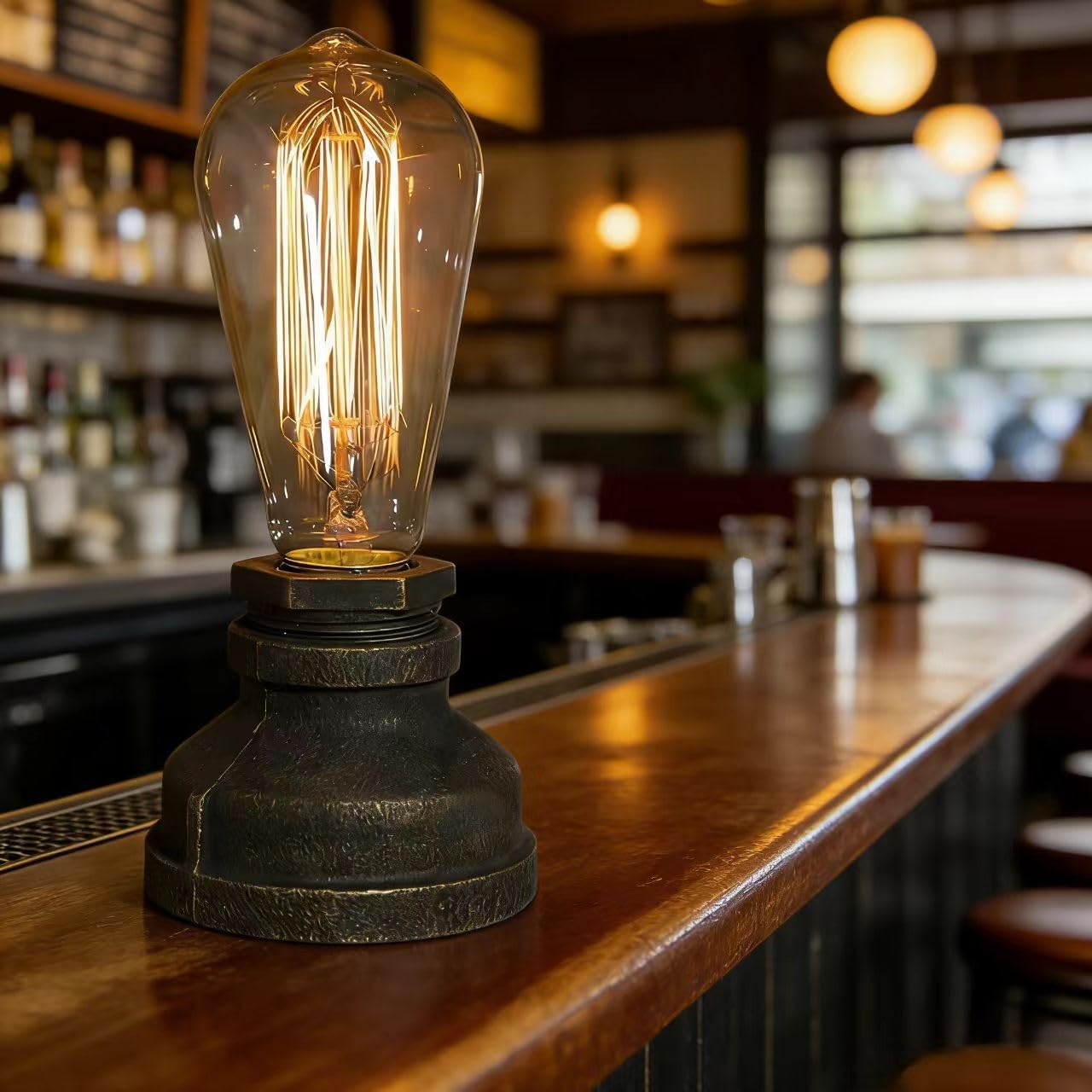 Industrial Vintage Table Lamp - Rustic Antique Bronze Finish, Steampunk Style Desk Light for Bedroom, Living Room, Office & Café Décor(Bulb not Included)