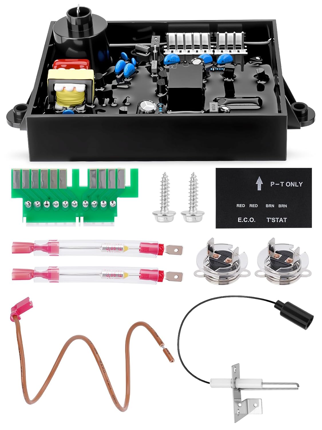 3 in 1 RV Water Heater Parts with 91365 Water Heater Control Circuit Board, 91447 93866 Thermal Cut Off & ECO Thermostat Kit, 93868 Spark Sensor Igniter Electrode Compatible with Atwood & Dometic
