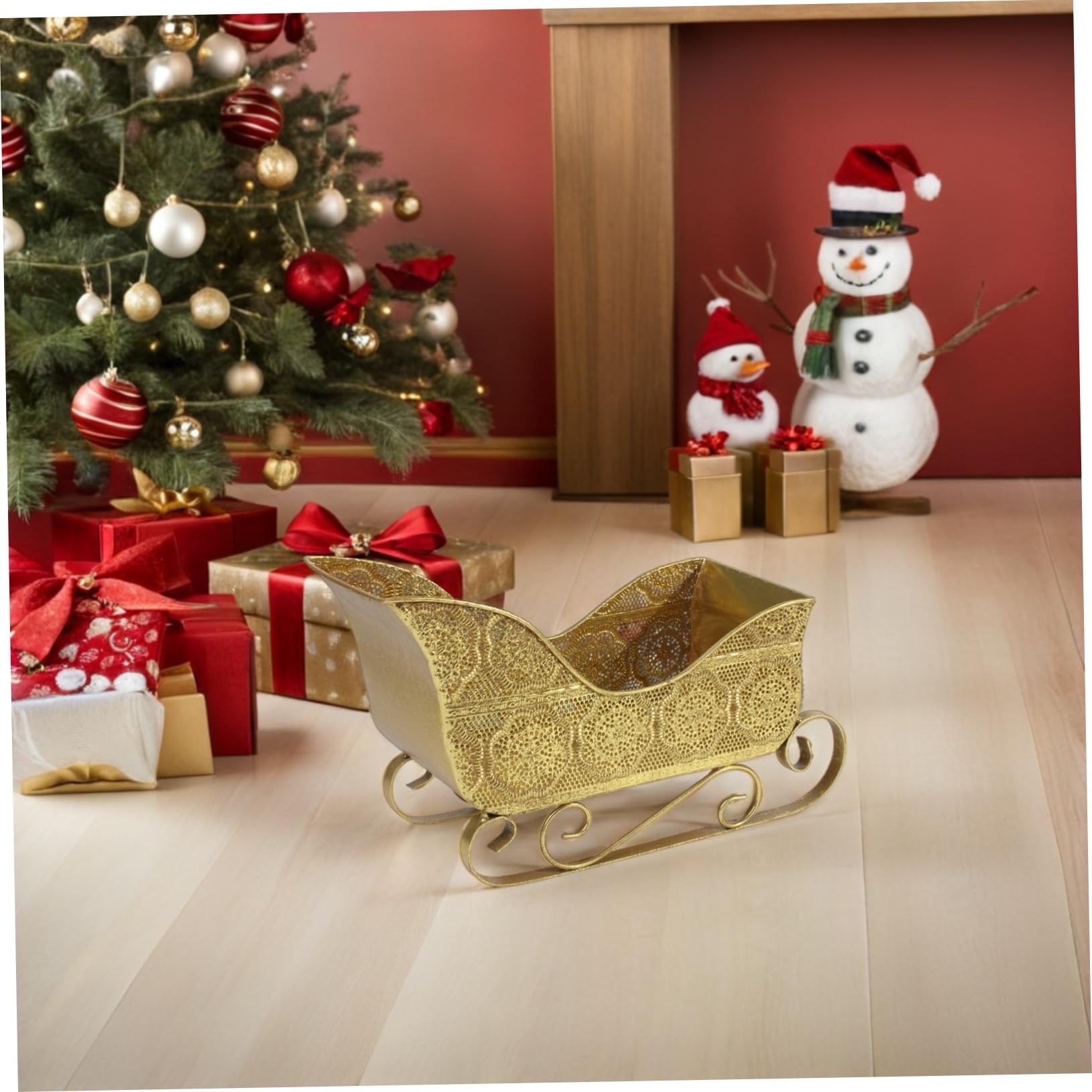 SOLUSTRE Spielzeugschlitten aus Metall Kleiner Schlitten für Weihnachtsdeko Dekoschlitten als Kamindekoration Tischschlitten mit Vintage-design Weihnachtsschlitten-ornament