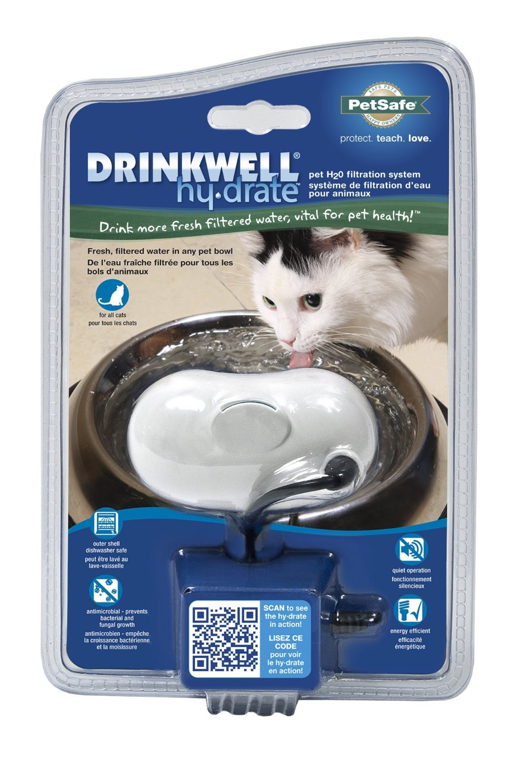 PetSafe Drinkwell Hy-Drate Cat Water Filtration System, Ice White