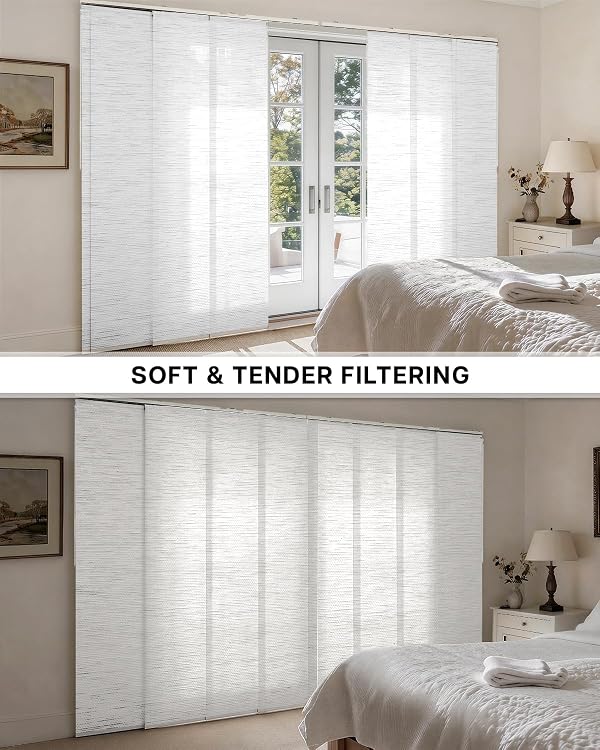 Lazblinds Woven Texture Paper Vertical Blinds, SleekLoom White by LazBlinds - Used condition - Image 3