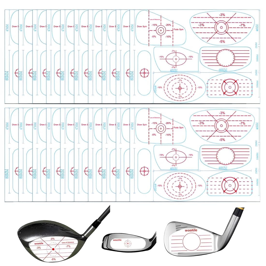 NHQZ 20 Stück Golf Impact Sticker,Golf Training Aufkleber,Golf Trainingshilfe,Golfzubehör,Wetterfestes Impact Tape für ganzjähriges Training um den Sweet Spot zu Treffen