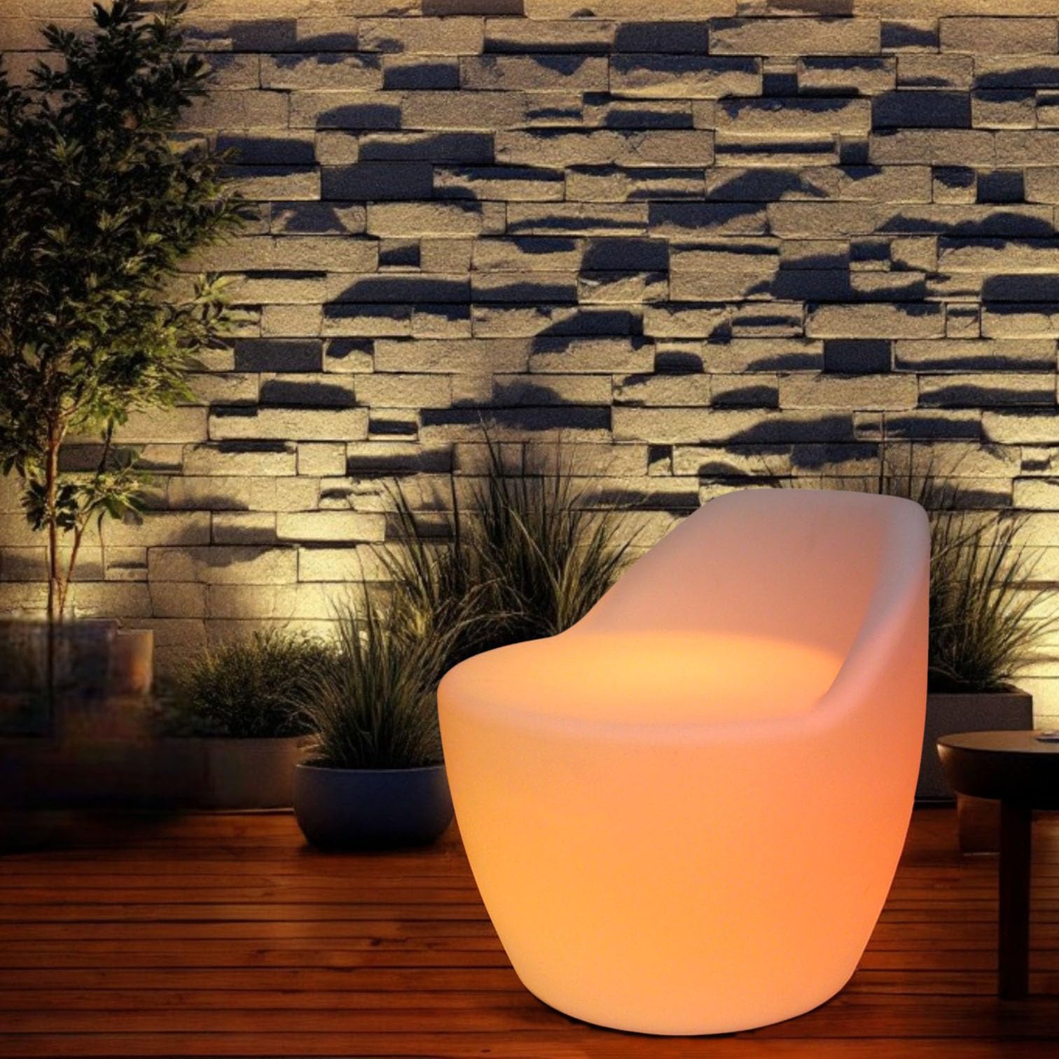 Poltrona da cocktail a LED con illuminazione, 16 colori, batteria e telecomando, per interni ed esterni, giardino, balcone, terrazza, mobili moderni, 56 x 54 cm, in plastica