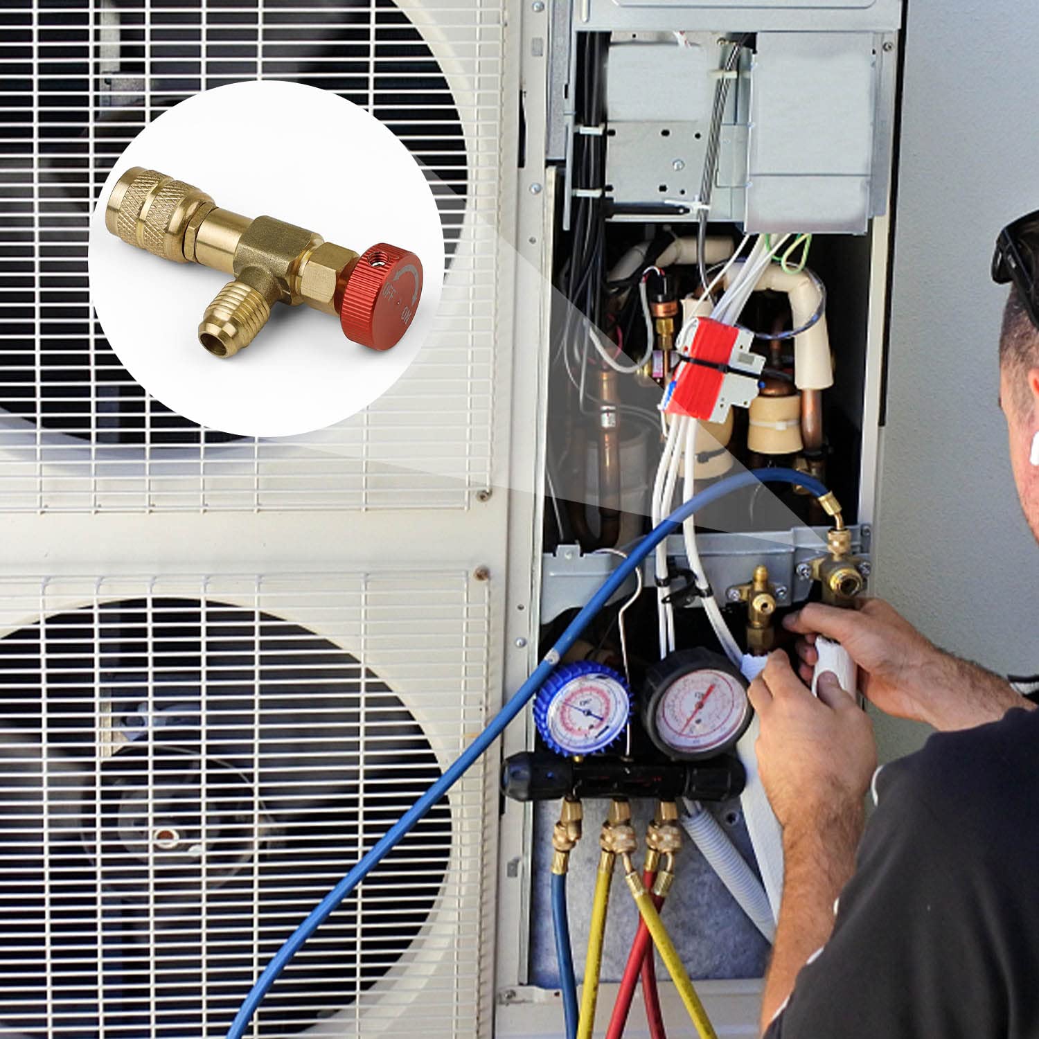 Valvola Sicurezza Condizionatore - Ottone, 1/4" - 5/16", Per Controllo Flusso Refrigerante - Foto 2