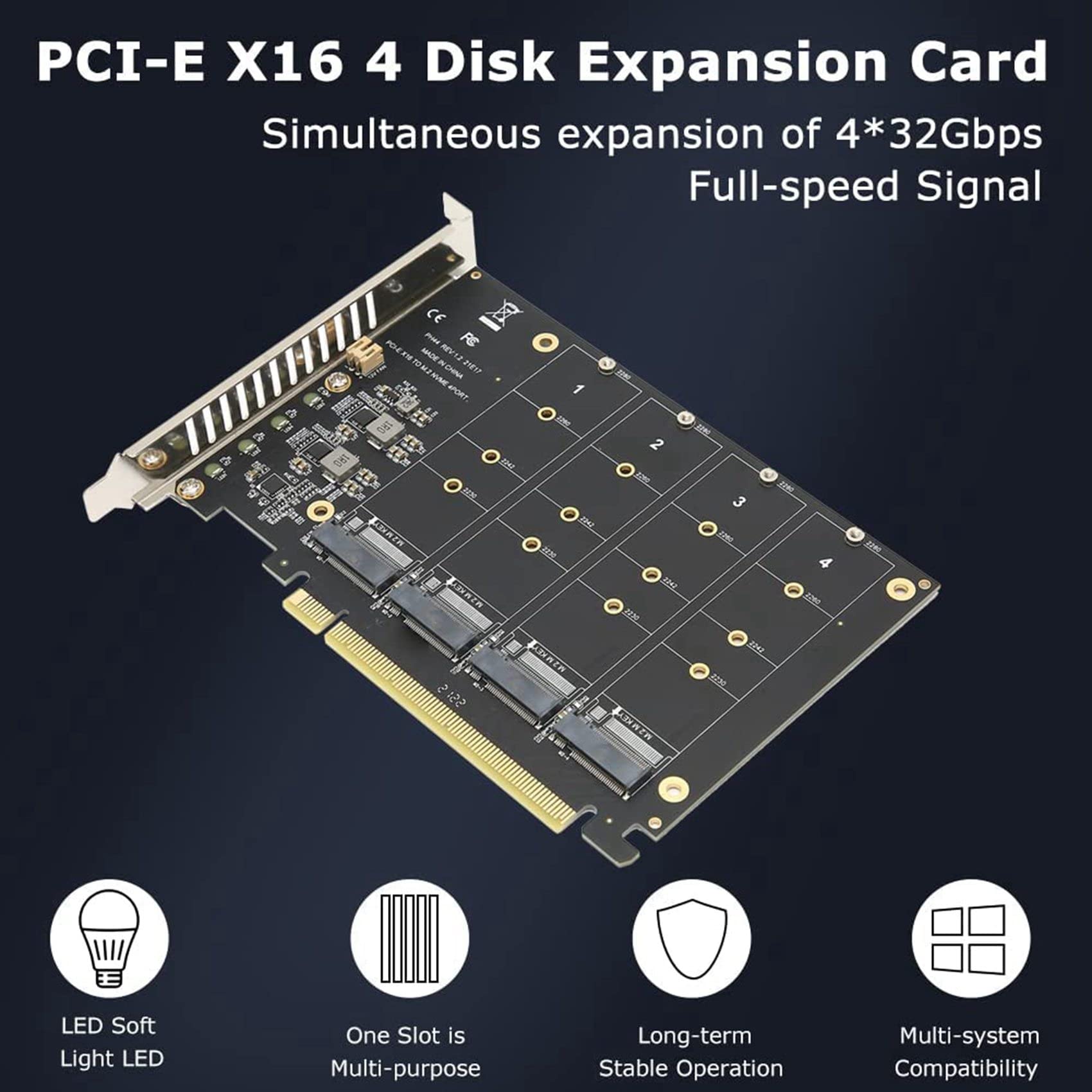 4X PH44 NVME 4-Dyskowa Karta Macierzy Karta Macierzy z Dzielonym Sygnałem PCIE